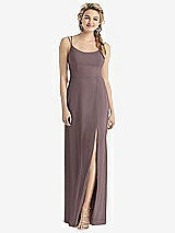 Rear View Thumbnail - French Truffle Cowl-Back Double Strap Maxi Dress with Side Slit