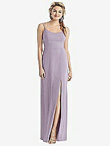 Rear View Thumbnail - Lilac Haze Cowl-Back Double Strap Maxi Dress with Side Slit