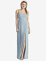 Rear View Thumbnail - Mist Cowl-Back Double Strap Maxi Dress with Side Slit