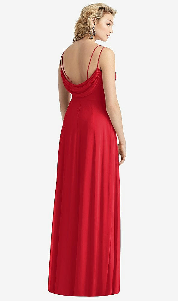 Front View - Parisian Red Cowl-Back Double Strap Maxi Dress with Side Slit