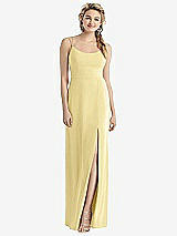 Rear View Thumbnail - Pale Yellow Cowl-Back Double Strap Maxi Dress with Side Slit