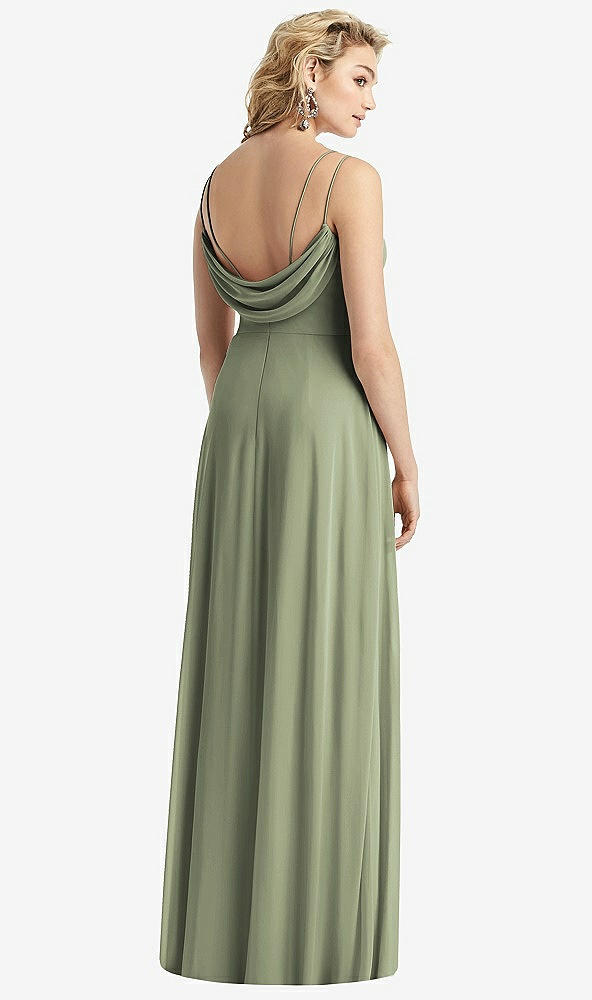 Front View - Sage Cowl-Back Double Strap Maxi Dress with Side Slit