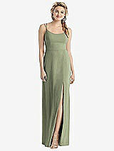 Rear View Thumbnail - Sage Cowl-Back Double Strap Maxi Dress with Side Slit