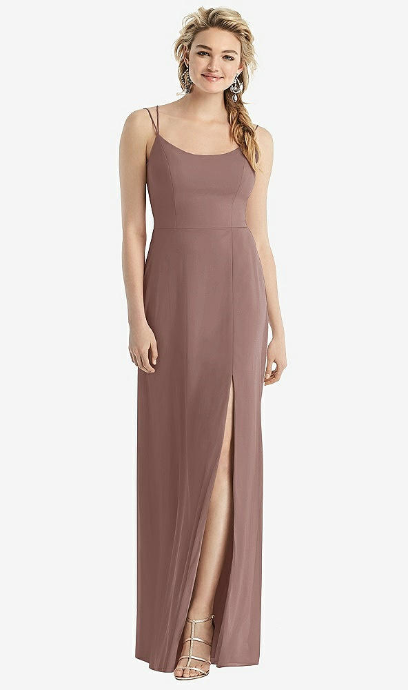 Back View - Sienna Cowl-Back Double Strap Maxi Dress with Side Slit