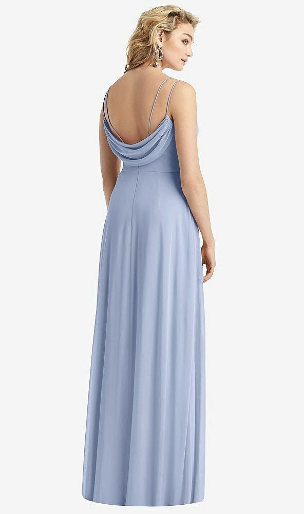 Front View - Sky Blue Cowl-Back Double Strap Maxi Dress with Side Slit
