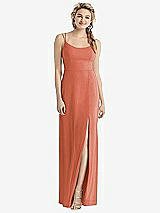 Rear View Thumbnail - Terracotta Copper Cowl-Back Double Strap Maxi Dress with Side Slit