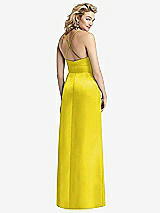 Rear View Thumbnail - Citrus Pleated Skirt Satin Maxi Dress with Pockets