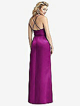 Rear View Thumbnail - Persian Plum Pleated Skirt Satin Maxi Dress with Pockets