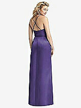 Rear View Thumbnail - Regalia - PANTONE Ultra Violet Pleated Skirt Satin Maxi Dress with Pockets