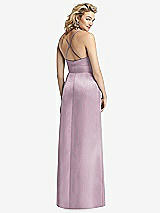 Rear View Thumbnail - Suede Rose Pleated Skirt Satin Maxi Dress with Pockets
