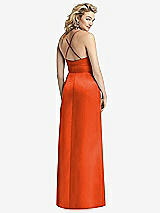 Rear View Thumbnail - Tangerine Tango Pleated Skirt Satin Maxi Dress with Pockets