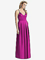 Front View Thumbnail - American Beauty Pleated Skirt Satin Maxi Dress with Pockets