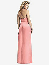 Rear View Thumbnail - Apricot Pleated Skirt Satin Maxi Dress with Pockets