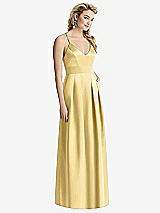 Front View Thumbnail - Buttercup Pleated Skirt Satin Maxi Dress with Pockets