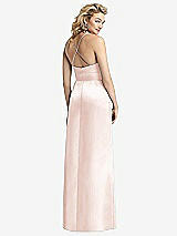 Rear View Thumbnail - Blush Pleated Skirt Satin Maxi Dress with Pockets