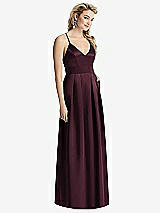 Front View Thumbnail - Bordeaux Pleated Skirt Satin Maxi Dress with Pockets