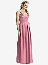 Front View Thumbnail - Carnation Pleated Skirt Satin Maxi Dress with Pockets