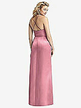 Rear View Thumbnail - Carnation Pleated Skirt Satin Maxi Dress with Pockets