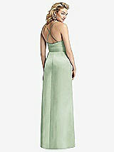 Rear View Thumbnail - Celadon Pleated Skirt Satin Maxi Dress with Pockets
