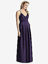Front View Thumbnail - Concord Pleated Skirt Satin Maxi Dress with Pockets