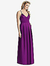 Front View Thumbnail - Dahlia Pleated Skirt Satin Maxi Dress with Pockets