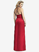 Rear View Thumbnail - Flame Pleated Skirt Satin Maxi Dress with Pockets