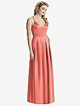 Front View Thumbnail - Ginger Pleated Skirt Satin Maxi Dress with Pockets