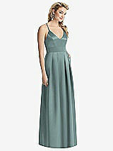 Front View Thumbnail - Icelandic Pleated Skirt Satin Maxi Dress with Pockets
