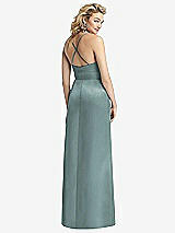 Rear View Thumbnail - Icelandic Pleated Skirt Satin Maxi Dress with Pockets