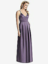 Front View Thumbnail - Lavender Pleated Skirt Satin Maxi Dress with Pockets