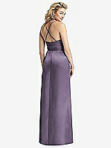 Rear View Thumbnail - Lavender Pleated Skirt Satin Maxi Dress with Pockets