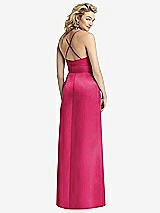 Rear View Thumbnail - Posie Pleated Skirt Satin Maxi Dress with Pockets