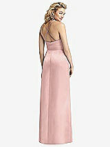 Rear View Thumbnail - Rose - PANTONE Rose Quartz Pleated Skirt Satin Maxi Dress with Pockets