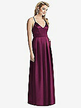 Front View Thumbnail - Ruby Pleated Skirt Satin Maxi Dress with Pockets