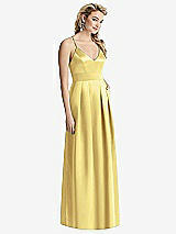 Front View Thumbnail - Sunflower Pleated Skirt Satin Maxi Dress with Pockets
