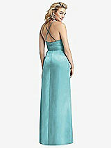 Rear View Thumbnail - Spa Pleated Skirt Satin Maxi Dress with Pockets