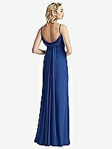 Front View Thumbnail - Classic Blue Shirred Sash Cowl-Back Chiffon Trumpet Gown