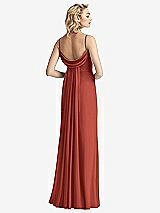 Front View Thumbnail - Amber Sunset Shirred Sash Cowl-Back Chiffon Trumpet Gown