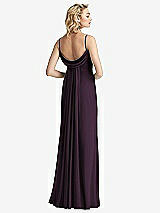 Front View Thumbnail - Aubergine Shirred Sash Cowl-Back Chiffon Trumpet Gown