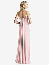 Front View Thumbnail - Ballet Pink Shirred Sash Cowl-Back Chiffon Trumpet Gown