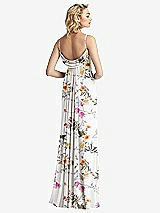 Front View Thumbnail - Butterfly Botanica Ivory Shirred Sash Cowl-Back Chiffon Trumpet Gown