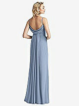 Front View Thumbnail - Cloudy Shirred Sash Cowl-Back Chiffon Trumpet Gown