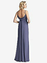 Front View Thumbnail - French Blue Shirred Sash Cowl-Back Chiffon Trumpet Gown