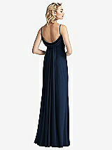 Front View Thumbnail - Midnight Navy Shirred Sash Cowl-Back Chiffon Trumpet Gown