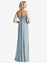 Front View Thumbnail - Mist Shirred Sash Cowl-Back Chiffon Trumpet Gown