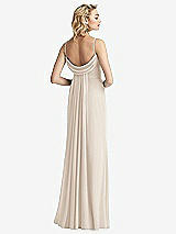 Front View Thumbnail - Oat Shirred Sash Cowl-Back Chiffon Trumpet Gown