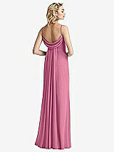 Front View Thumbnail - Orchid Pink Shirred Sash Cowl-Back Chiffon Trumpet Gown