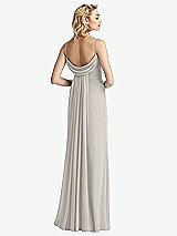 Front View Thumbnail - Oyster Shirred Sash Cowl-Back Chiffon Trumpet Gown