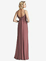 Front View Thumbnail - Rosewood Shirred Sash Cowl-Back Chiffon Trumpet Gown
