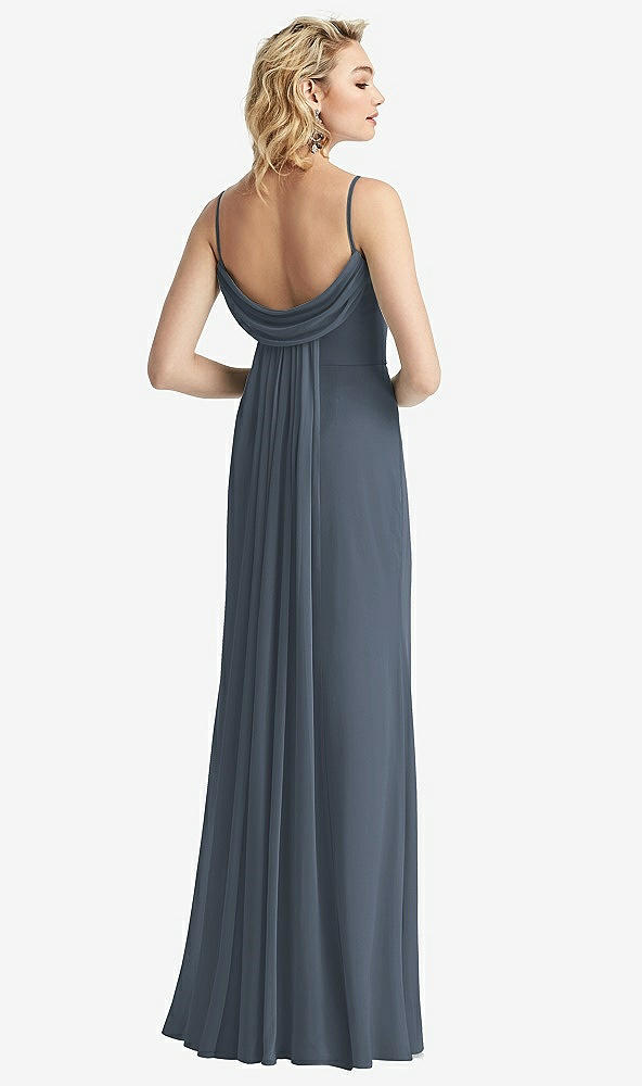 Front View - Silverstone Shirred Sash Cowl-Back Chiffon Trumpet Gown